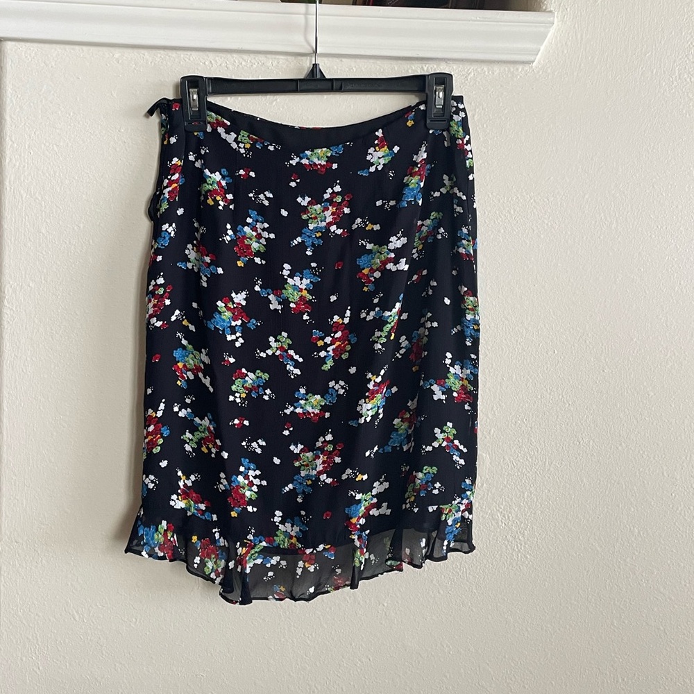 Vintage 90s Ralph Lauren Black Floral Georgette Skirt - Picture 2 of 3